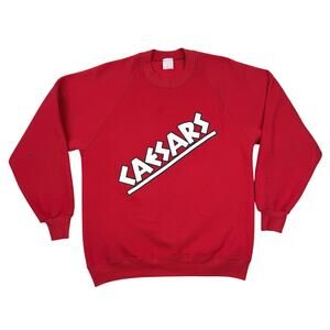 Vintage Caesars Palace Sweatshirt Red Made in USA Puffy Print Graphic Large